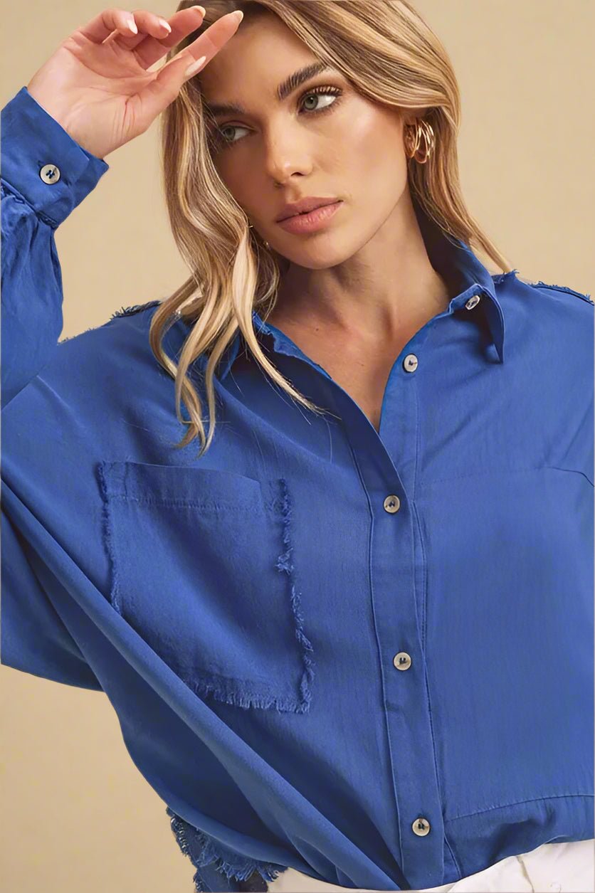 AEMI+CO - Indigo Raw Edge Button - Up Shirt