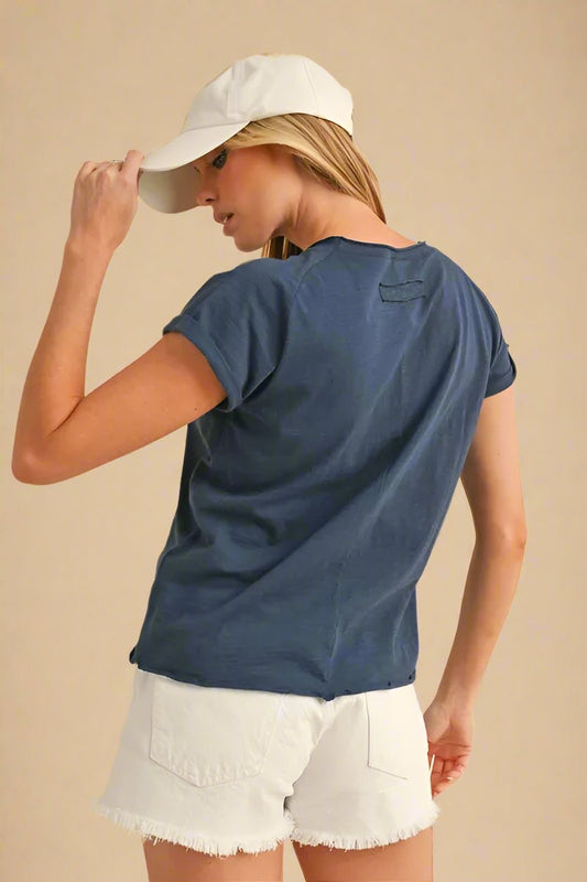 AEMI+CO - Indigo Twist Hem Tee