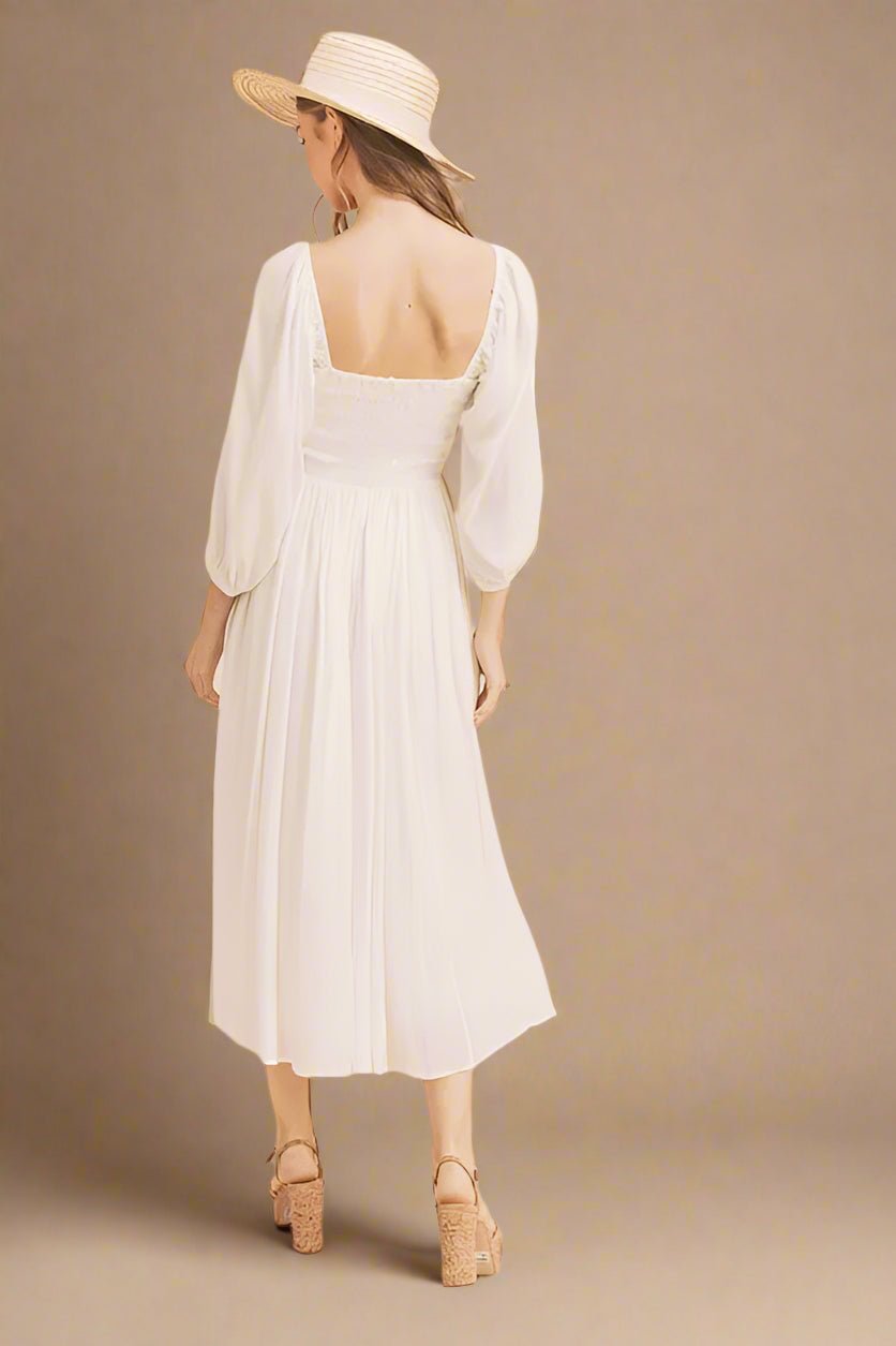 AEMI+CO - Ivory Breeze Smocked Midi Dress