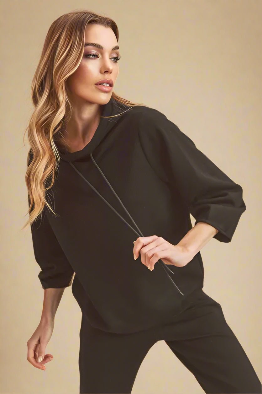 AEMI+CO - Jet Black Cozy Mock Neck Sweatshirt