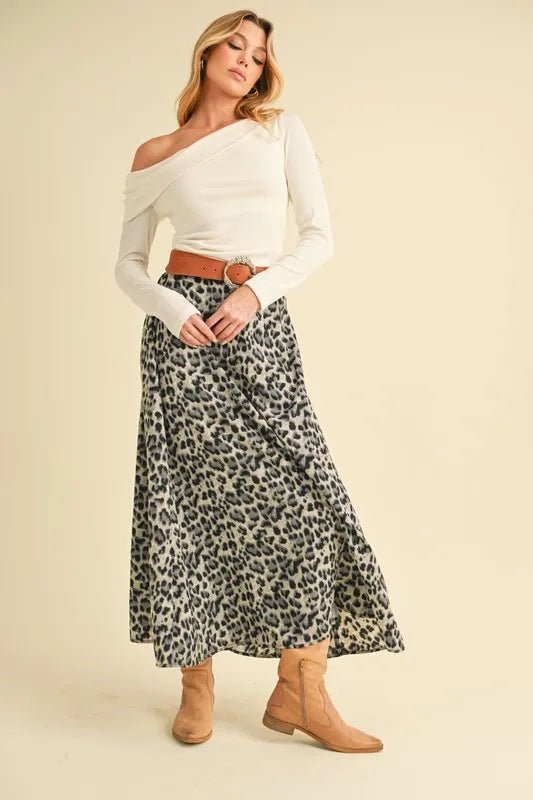 AEMI+CO - Leopard A - Line Midi Skirt – Stone & Charcoal