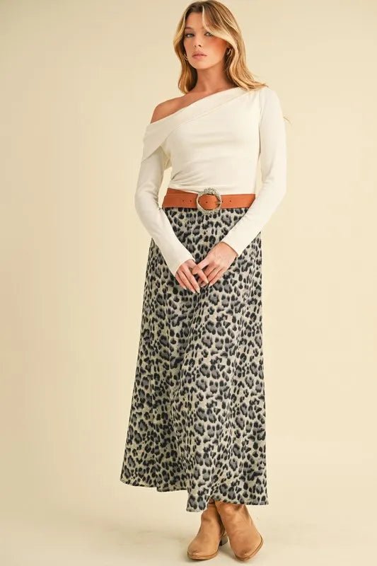 AEMI+CO - Leopard A - Line Midi Skirt – Stone & Charcoal
