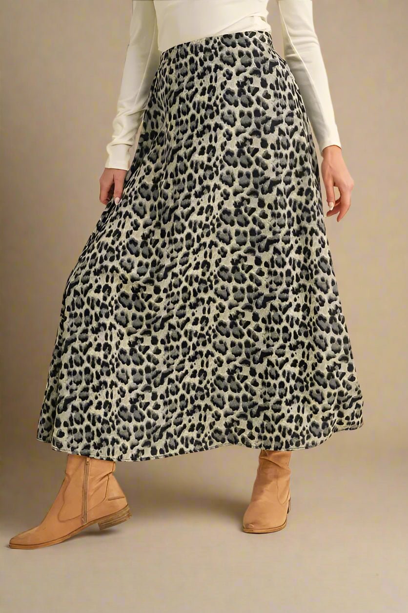 AEMI+CO - Leopard A - Line Midi Skirt – Stone & Charcoal
