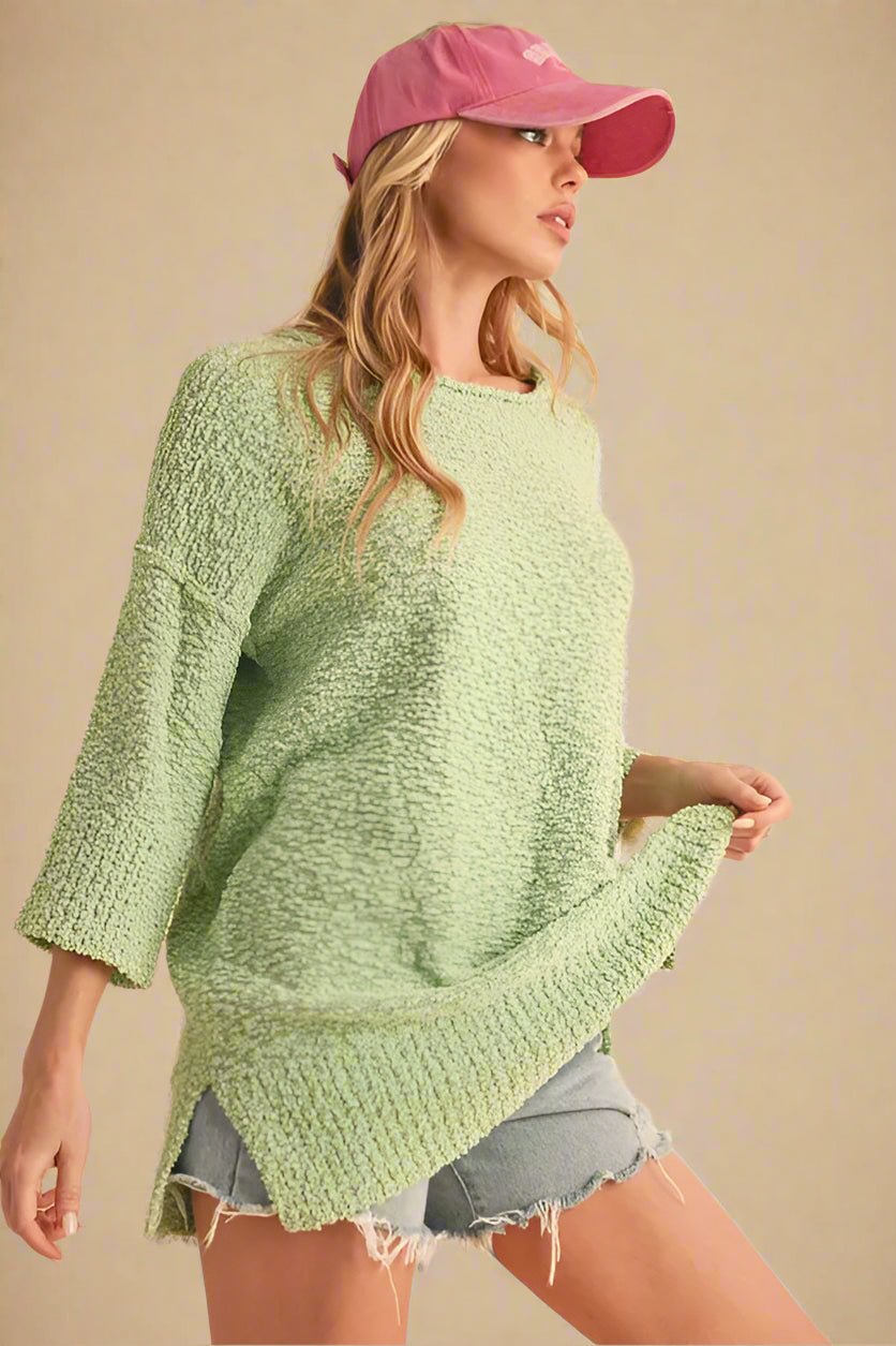 AEMI+CO - Light Green Textured Sweater
