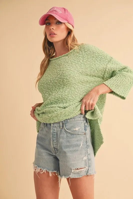 AEMI+CO - Light Green Textured Sweater