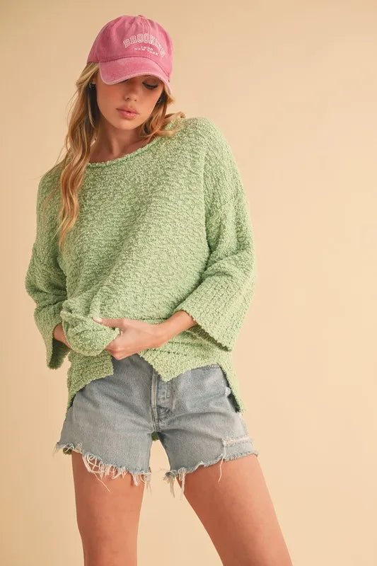 AEMI+CO - Light Green Textured Sweater