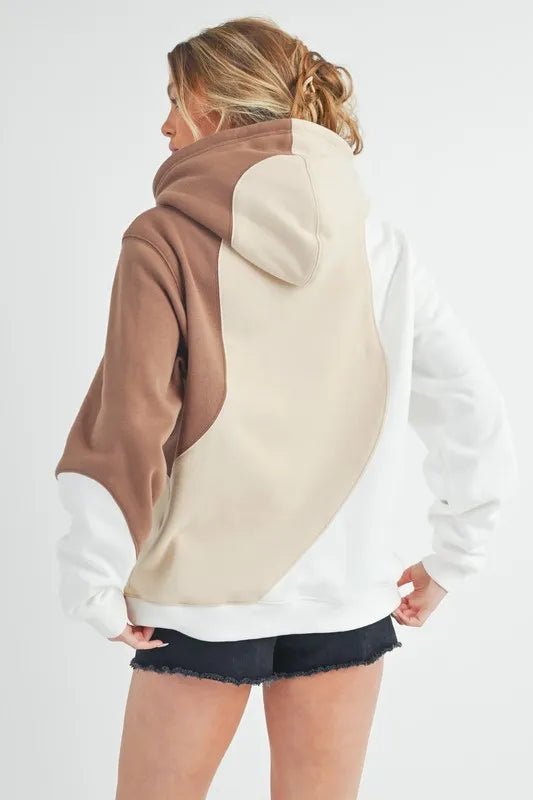 AEMI+CO - Mocha & Cream Color Block Hoodie