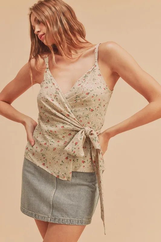 AEMI+CO - Natural Floral Wrap Tie Cami
