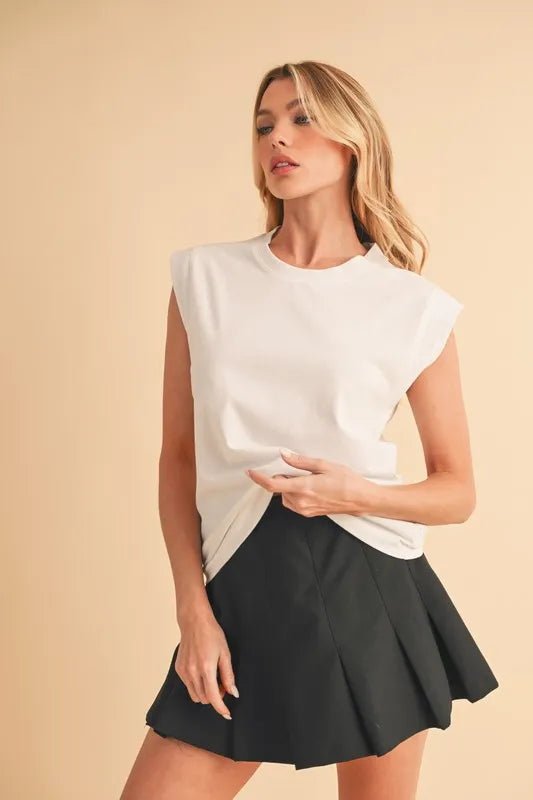 AEMI+CO - Natural Ivory Padded Shoulder Muscle Tee