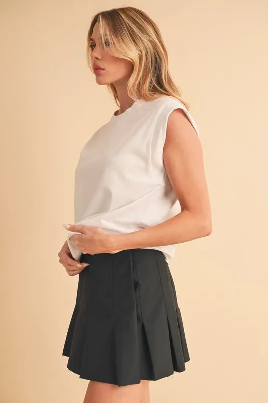 AEMI+CO - Natural Ivory Padded Shoulder Muscle Tee