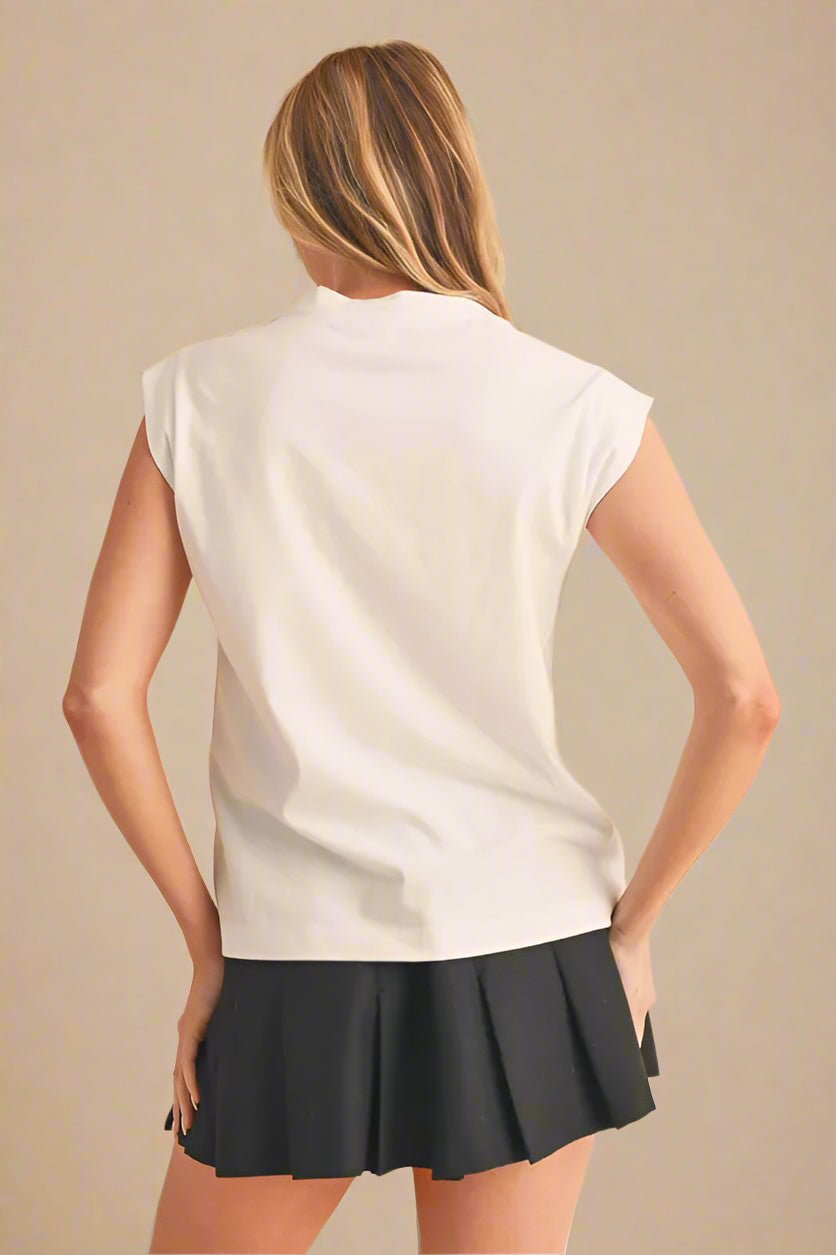 AEMI+CO - Natural Ivory Padded Shoulder Muscle Tee