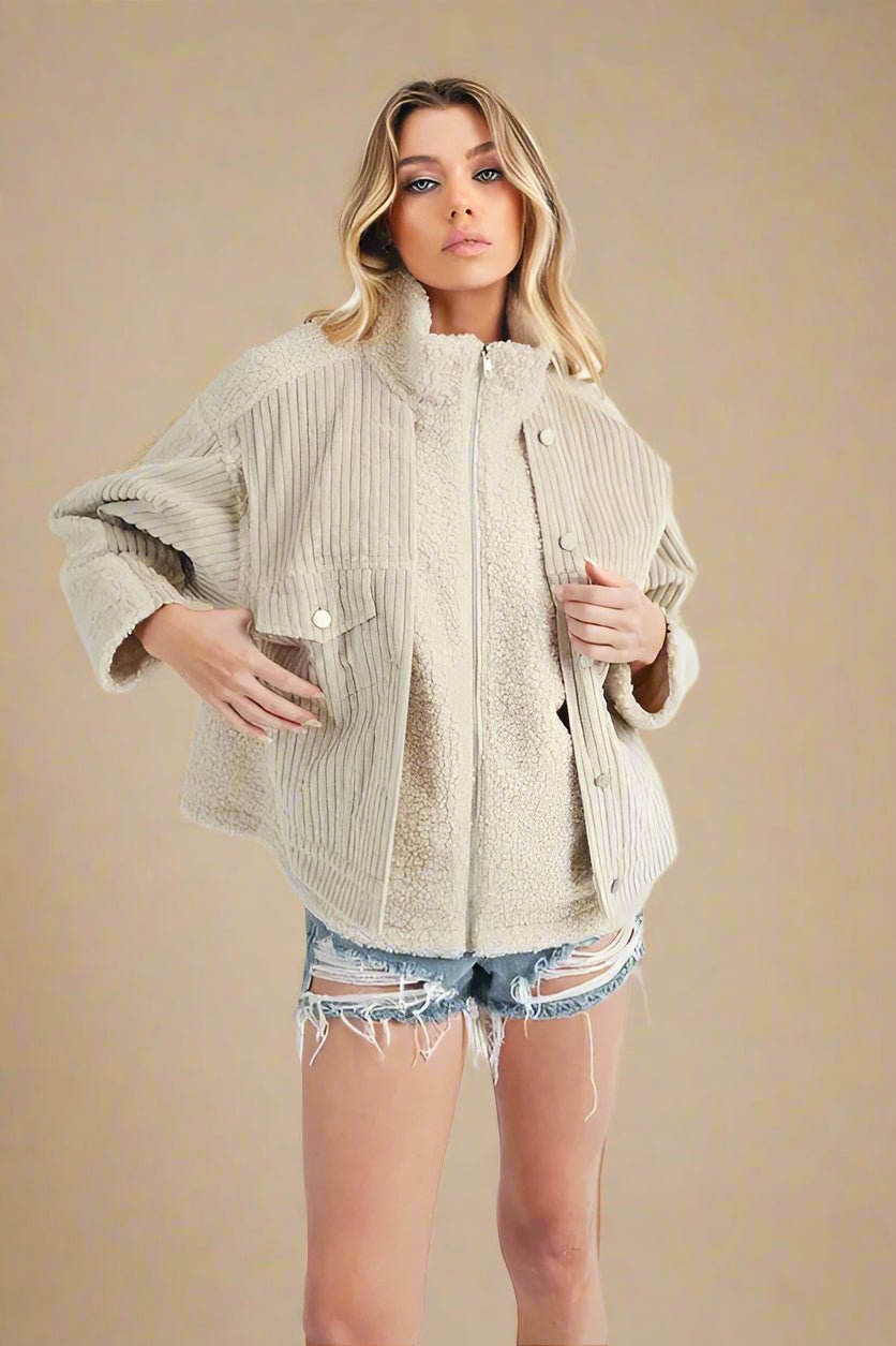 AEMI+CO - Oatmeal Corduroy Sherpa Jacket