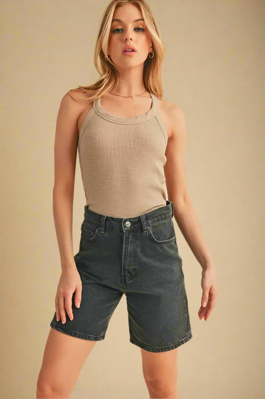 AEMI+CO - Oatmeal Ribbed Racerback Tank