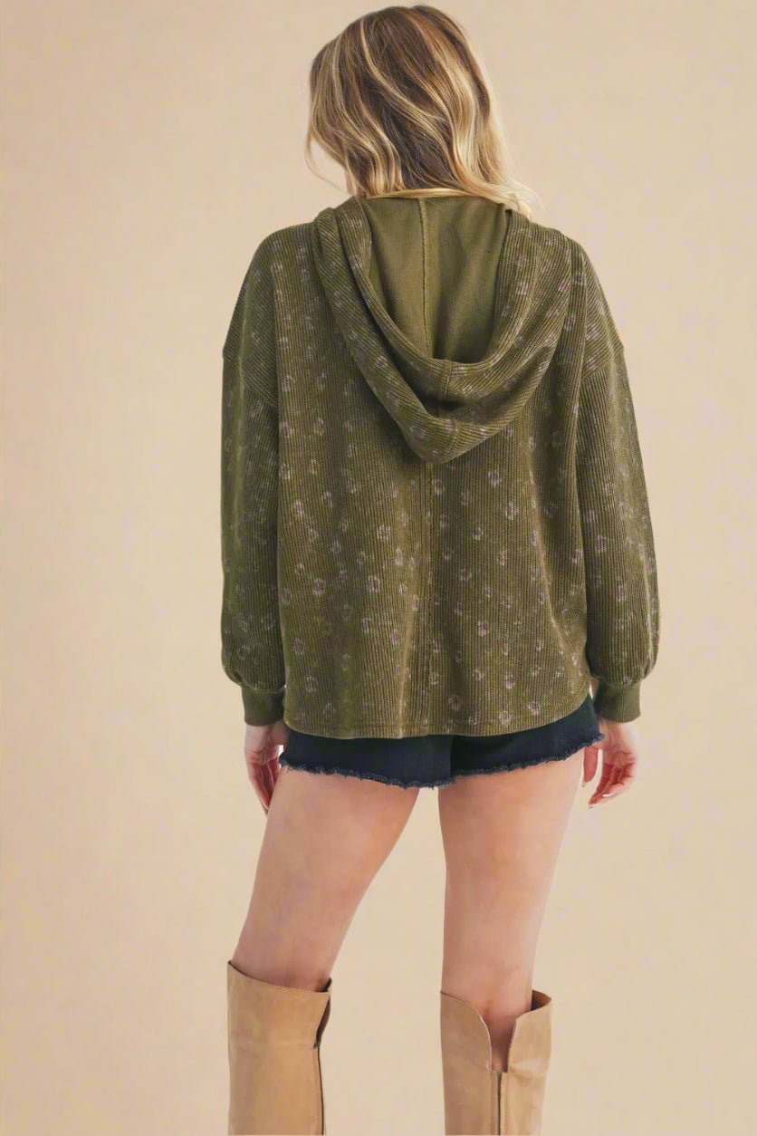 AEMI+CO - Olive Hooded Button - Up Jacket