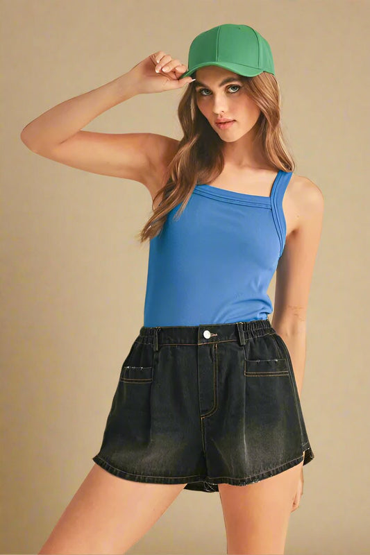 AEMI+CO - Royal Blue Square Neck Tank Top