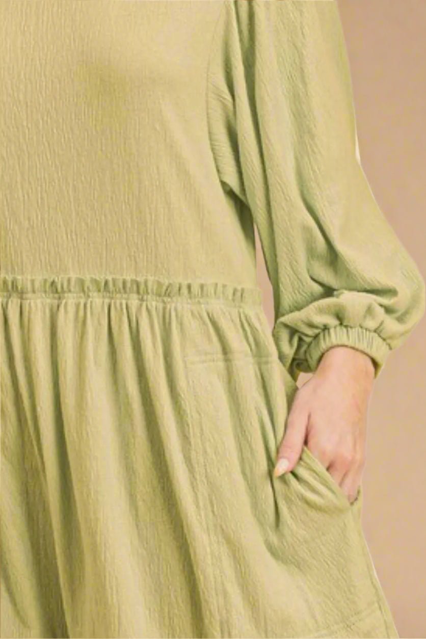AEMI+CO - Sage Green Long Sleeve Romper