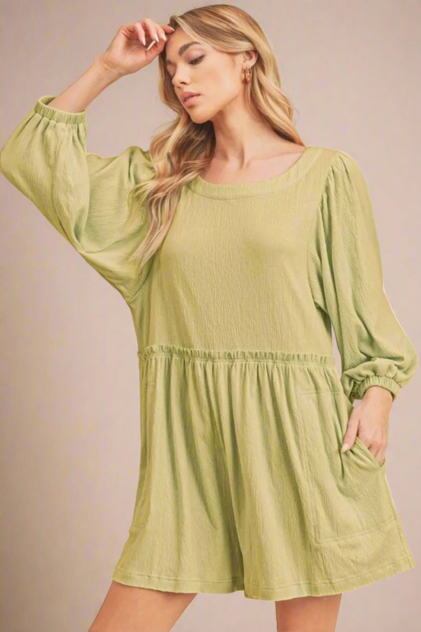 AEMI+CO - Sage Green Long Sleeve Romper