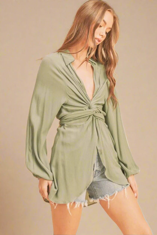AEMI+CO - Sage Twist Front Tunic Blouse
