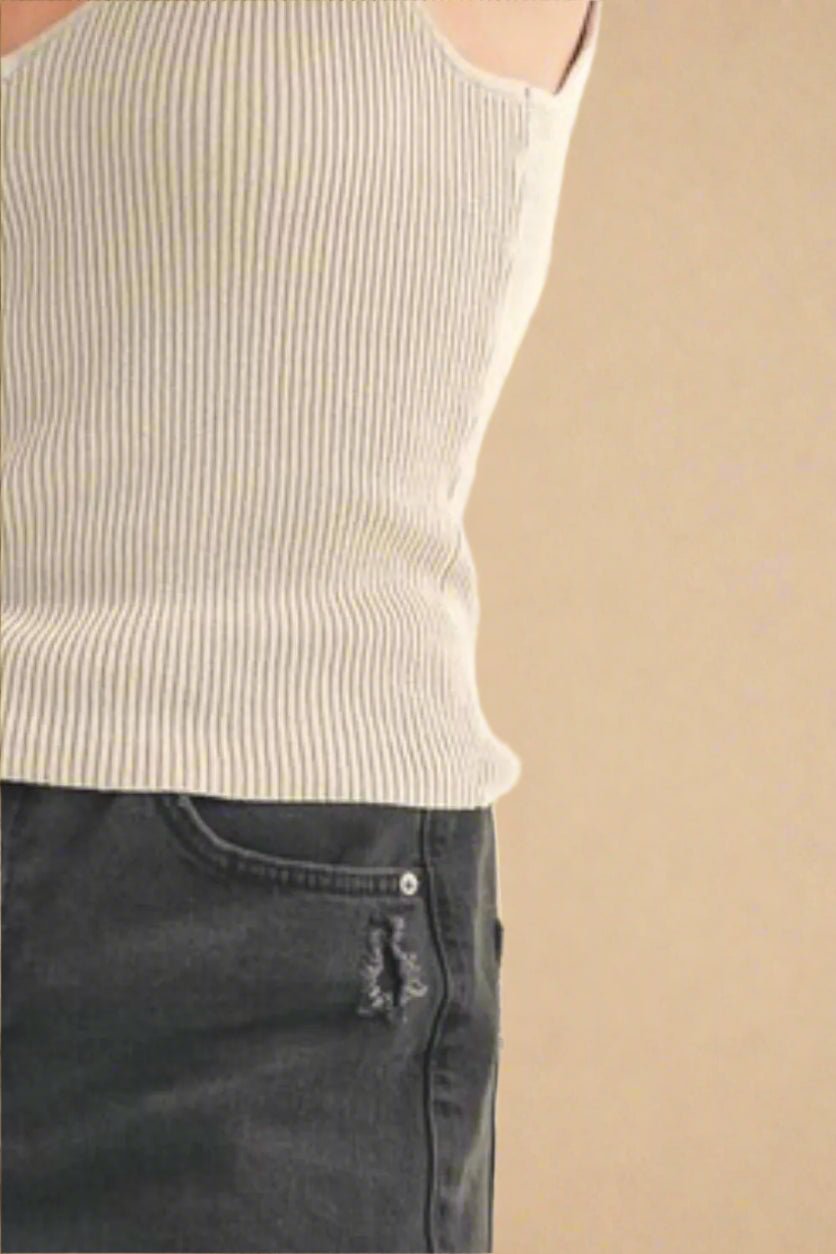 AEMI+CO - Sandswept Oat Ribbed Tank