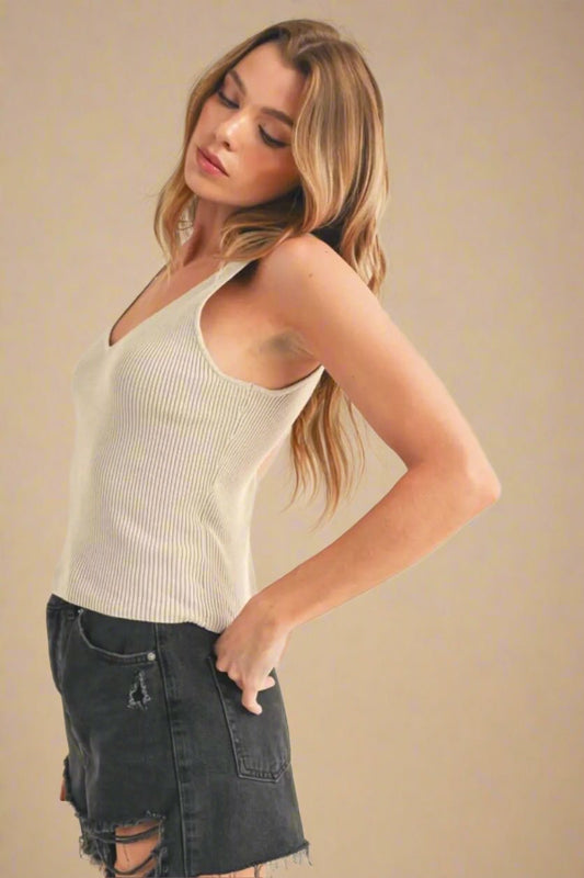 AEMI+CO - Sandswept Oat Ribbed Tank