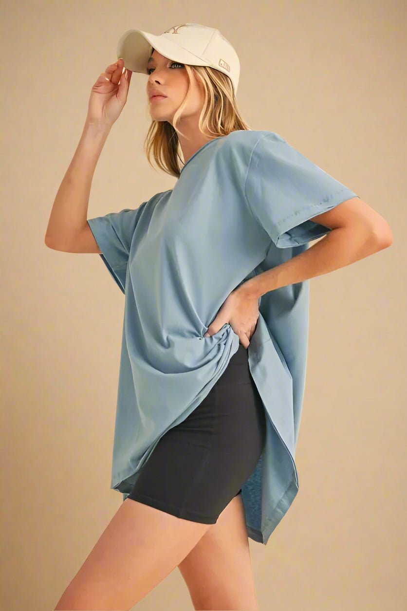 AEMI+CO - Washed Blue Oversized Short Sleeve Tee