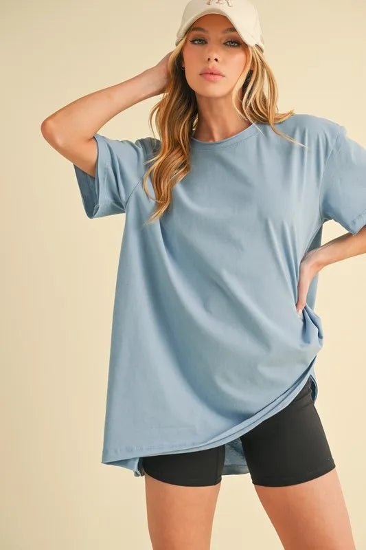 AEMI+CO - Washed Blue Oversized Short Sleeve Tee