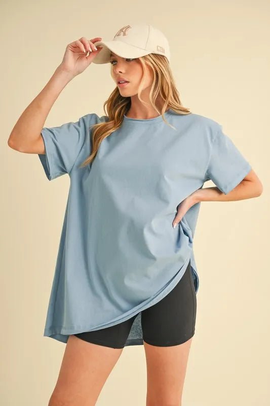 AEMI+CO - Washed Blue Oversized Short Sleeve Tee