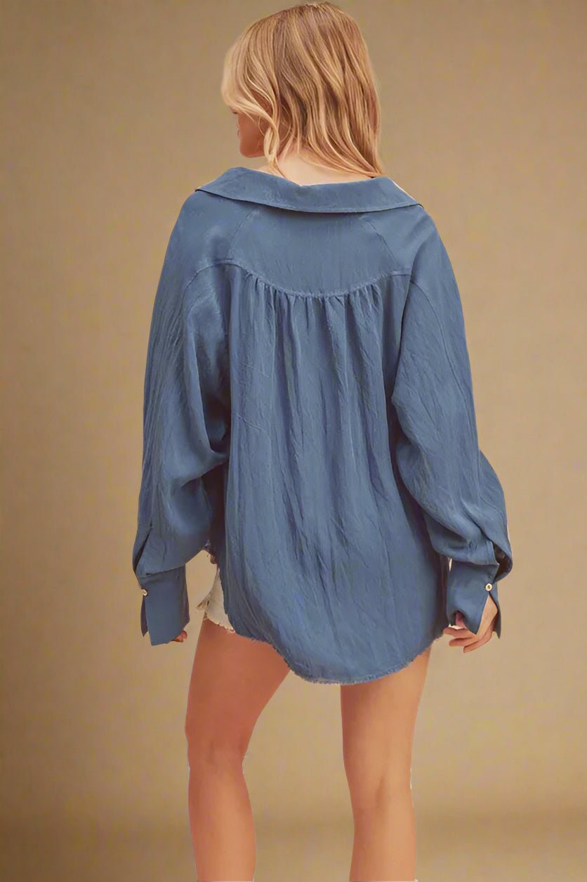 AEMI+CO - Washed Indigo Textured Button - Down