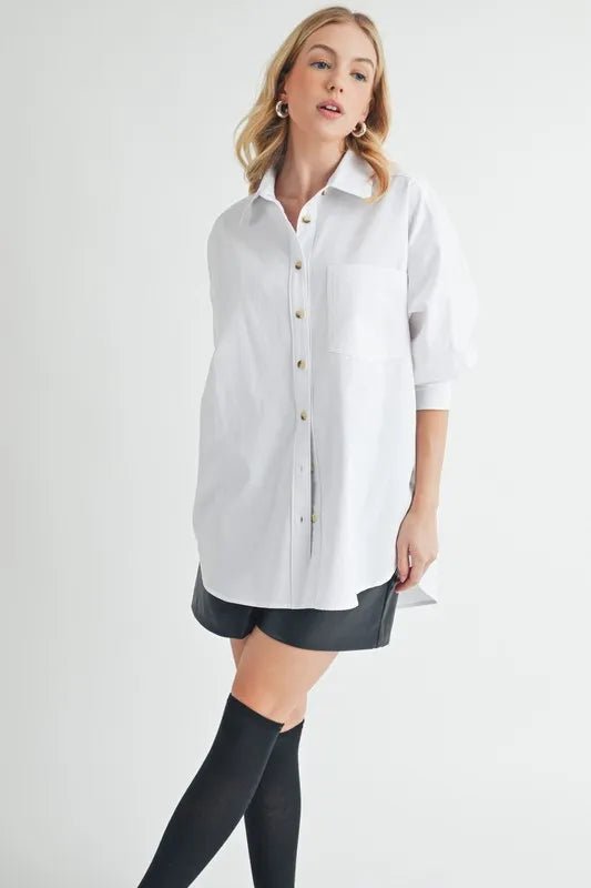 AEMI+CO - White Button - Up Poplin Shirt