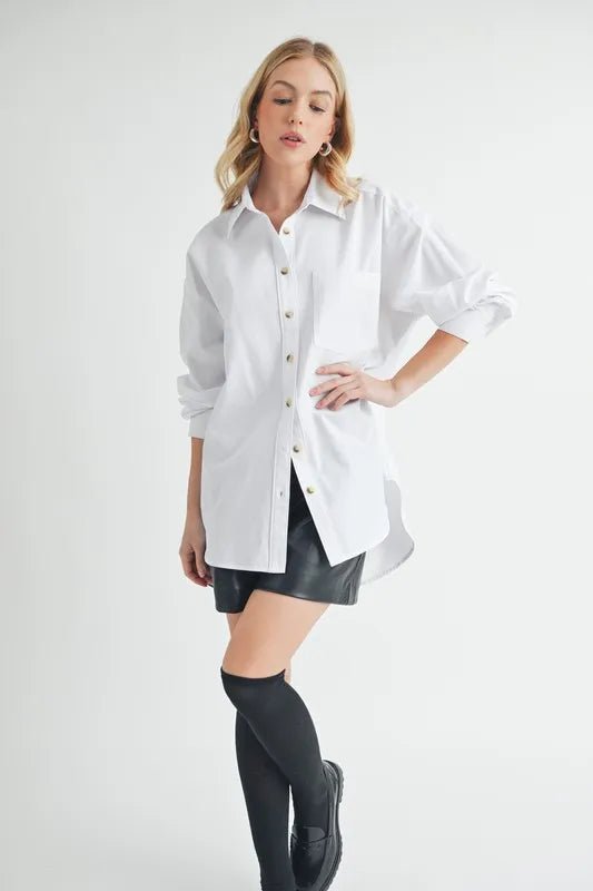 AEMI+CO - White Button - Up Poplin Shirt