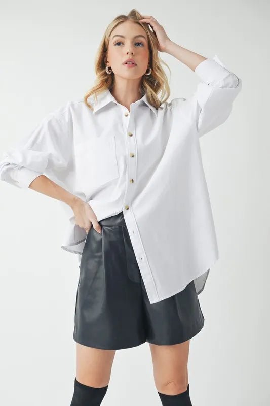 AEMI+CO - White Button - Up Poplin Shirt