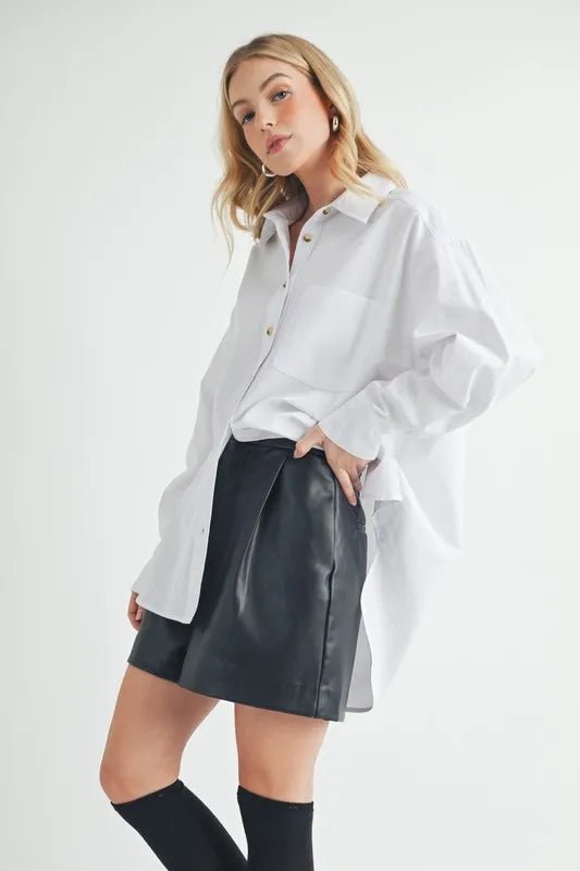 AEMI+CO - White Button - Up Poplin Shirt