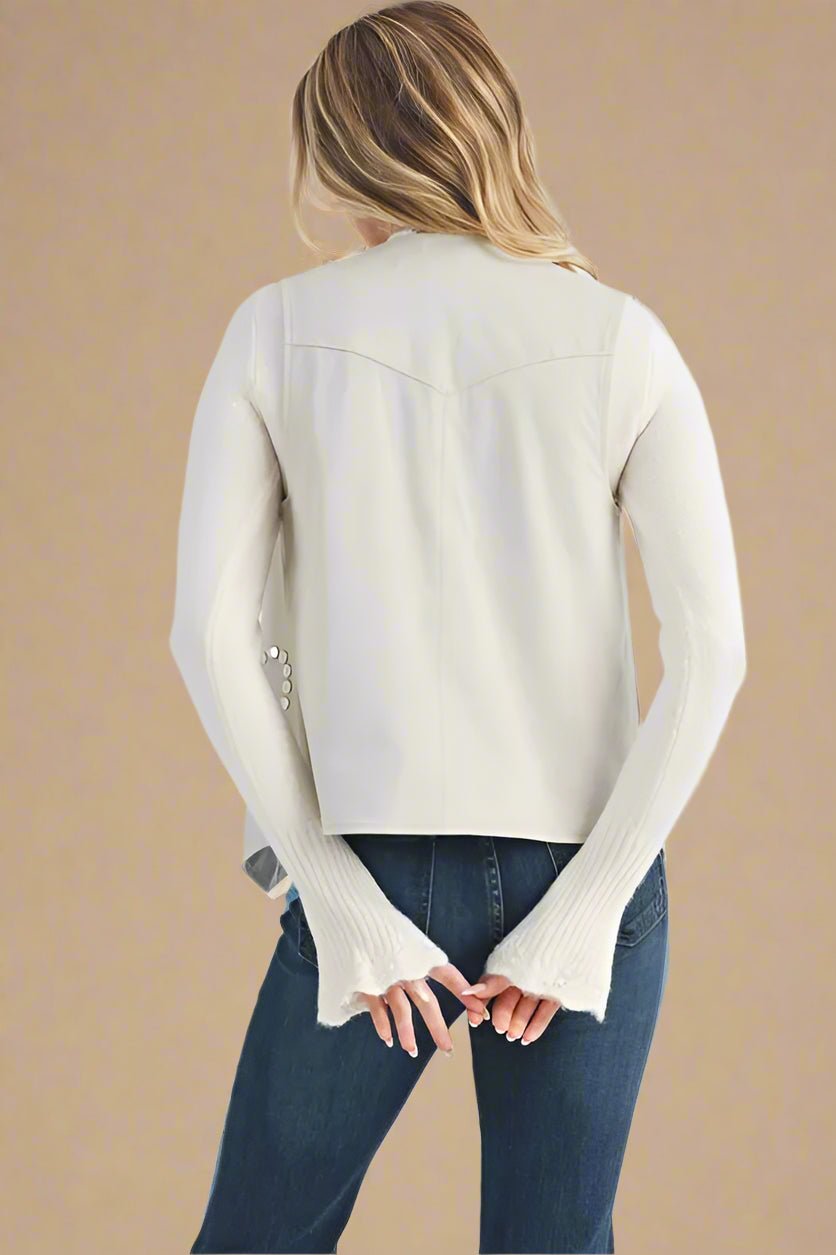 AEMI+CO - White Studded Vest with Heart Detail