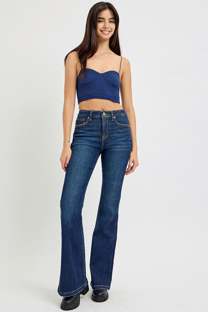 Dark Wash High Rise Flare Jeans