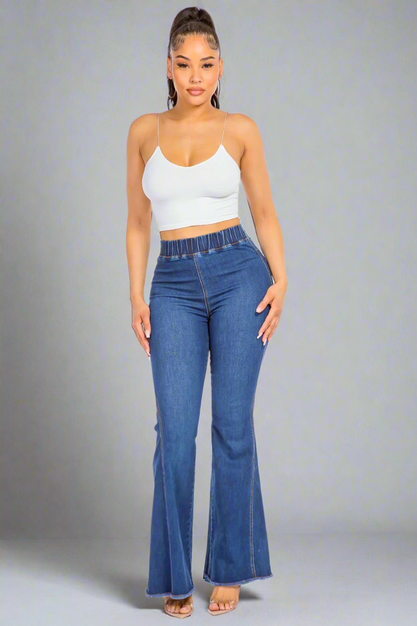 American Bazi - Dark Wash High Waist Curvy Flare Jeans