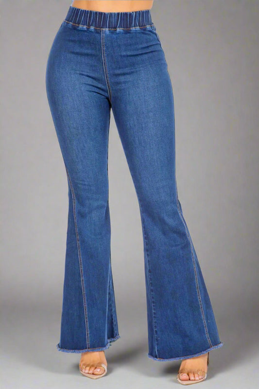 American Bazi - Dark Wash High Waist Curvy Flare Jeans