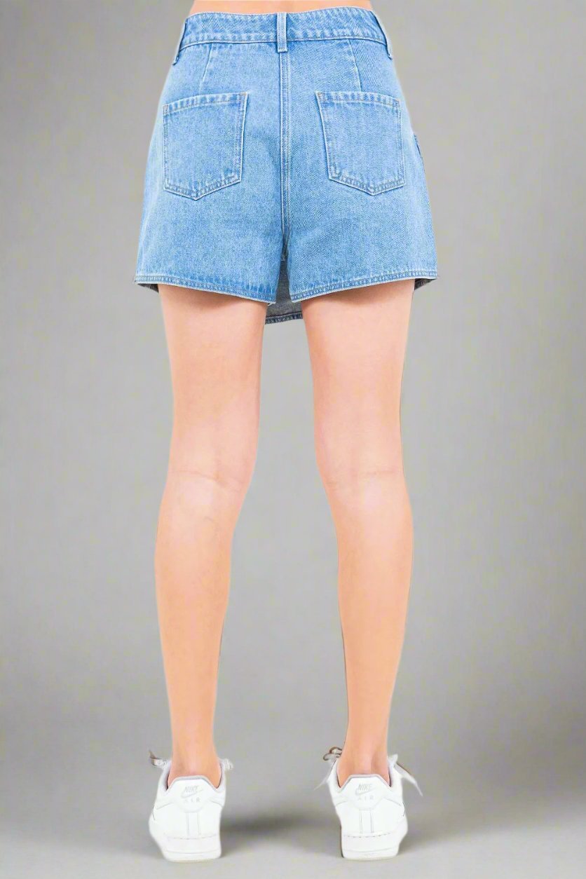 American Bazi - Light Wash Cargo Pocket Denim Mini Skort