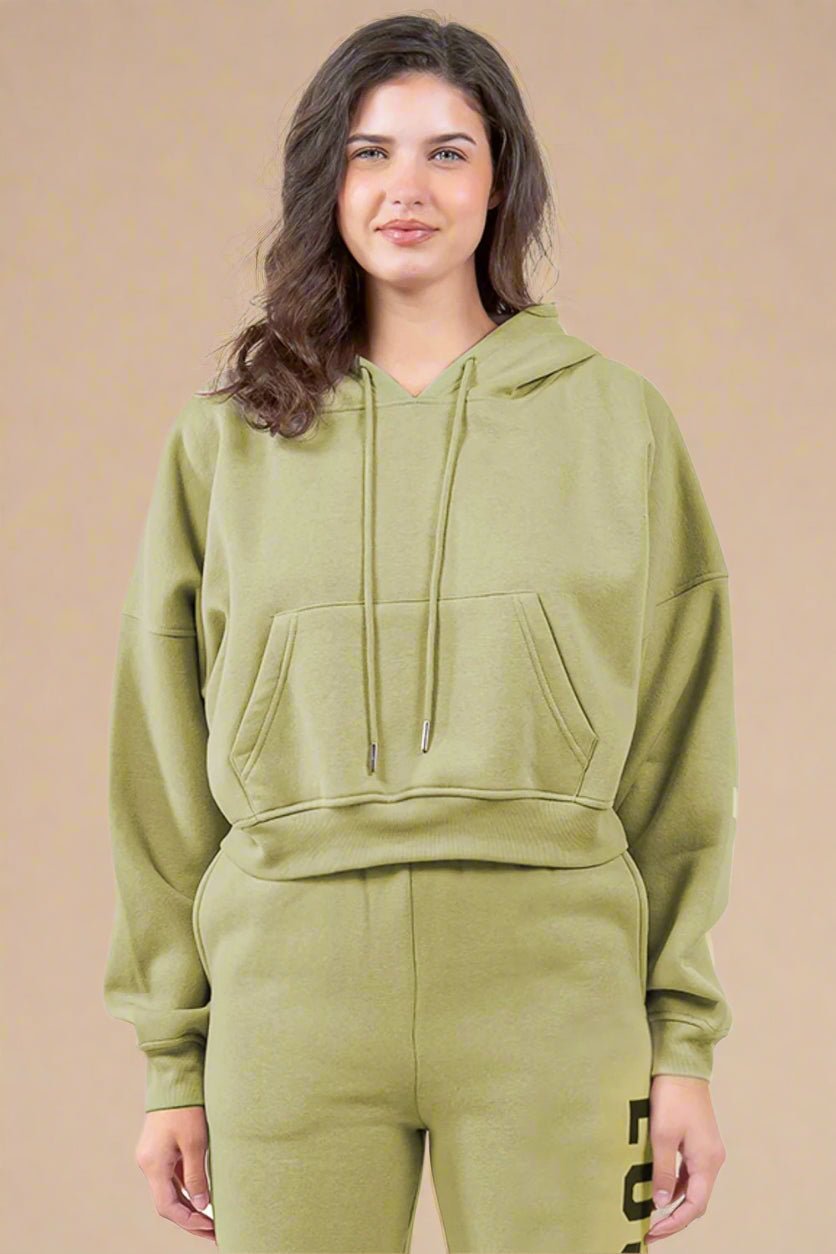 American Bazi - Yellow - Green Los Angeles Cropped Hoodie