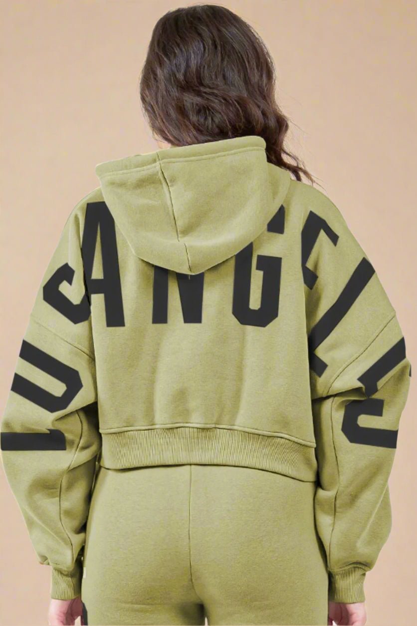 American Bazi - Yellow - Green Los Angeles Cropped Hoodie