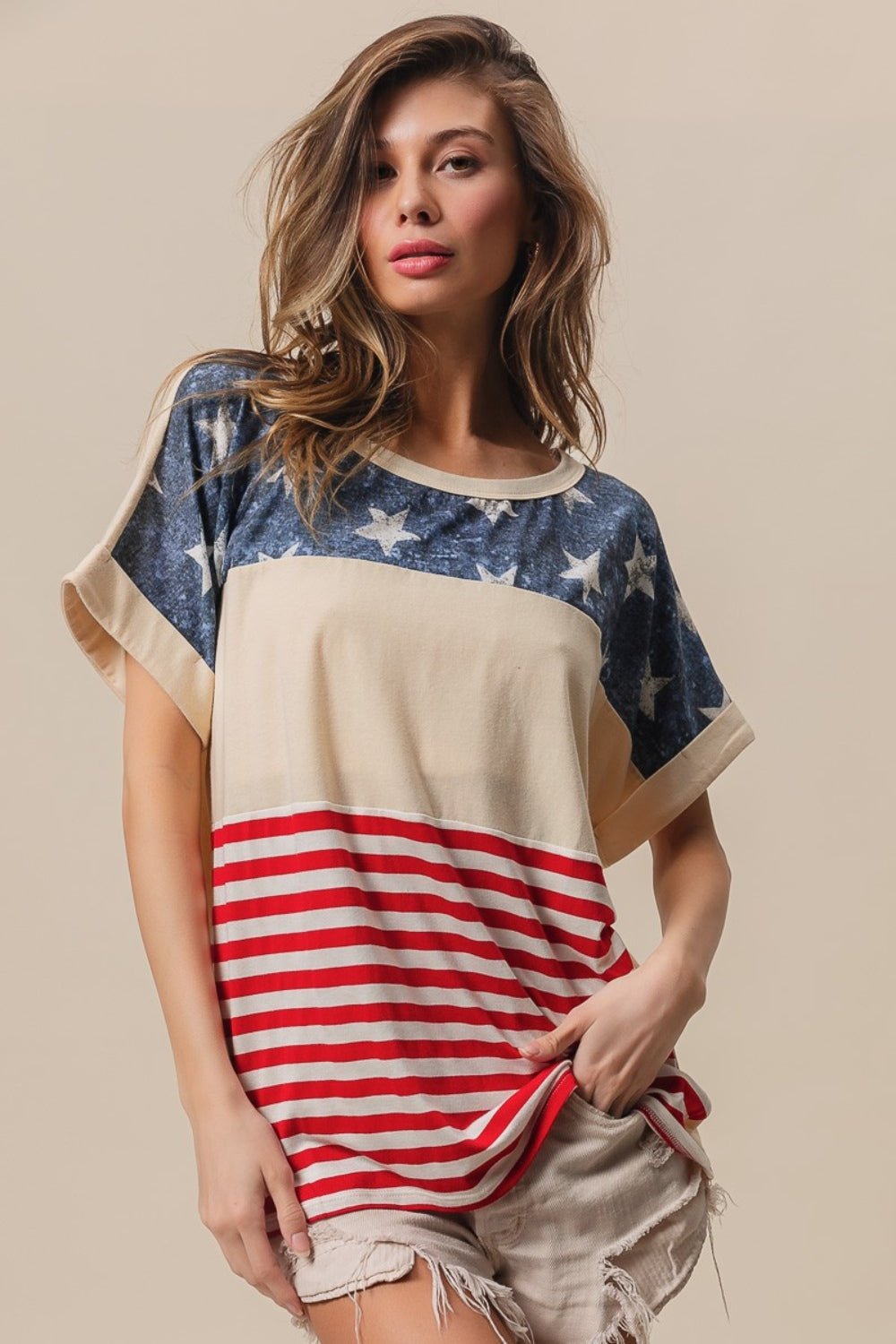 American Flag Theme Short Sleeve T-ShirtT-ShirtBiBi