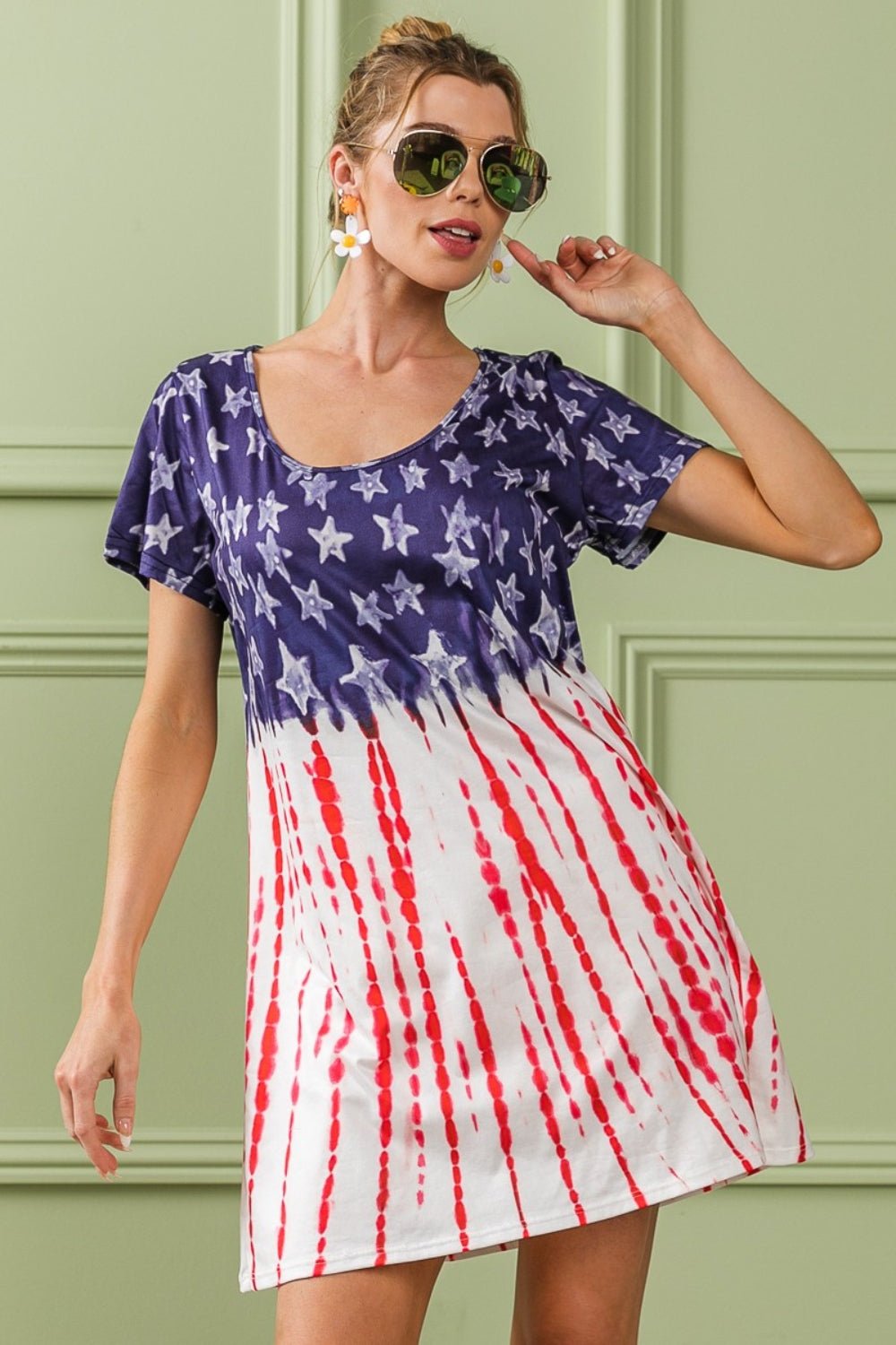 American Flag Tie Dye Mini Tee DressMini DressBiBi