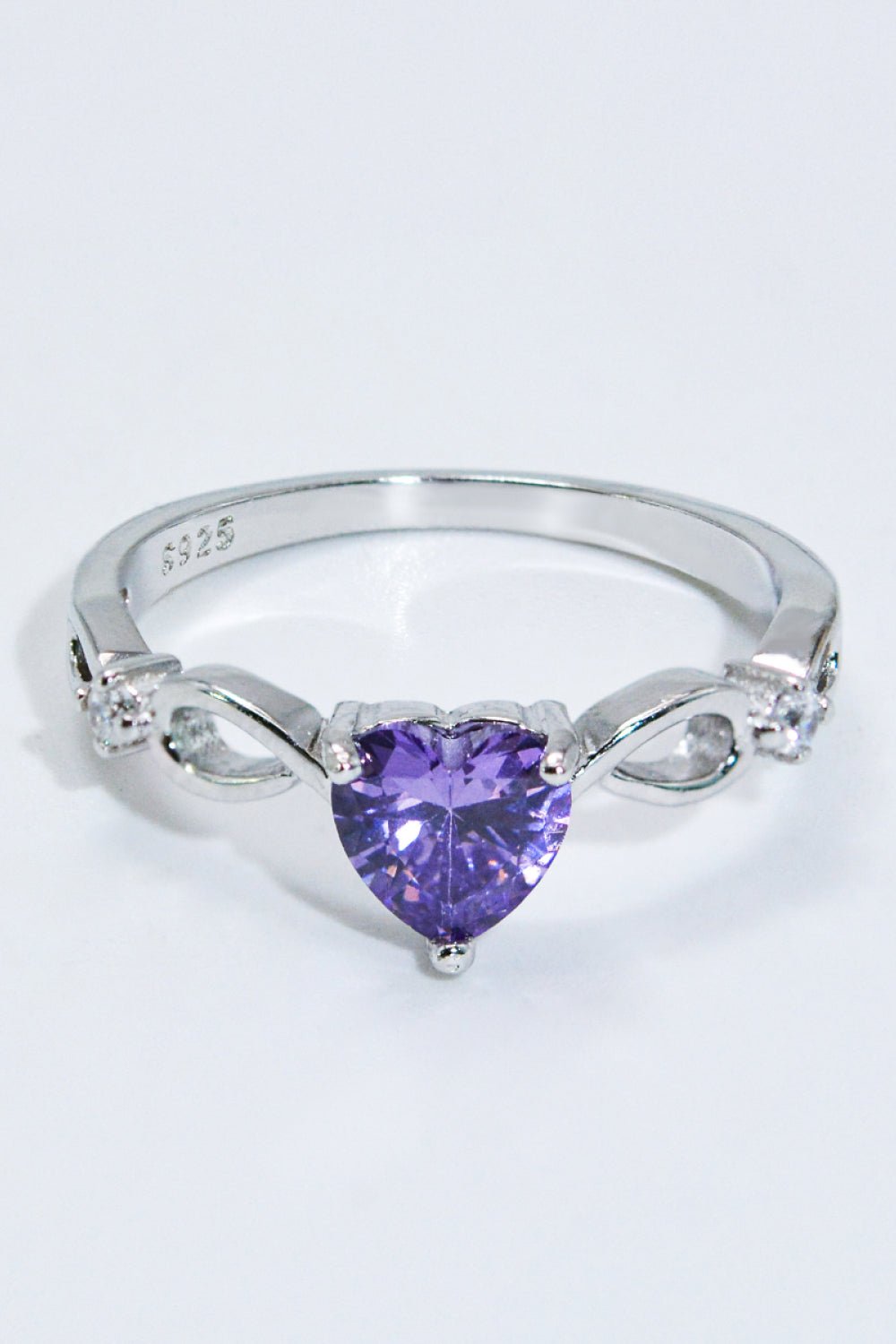 Amethyst Crystal Heart Silver RingRingBeach Rose Co.