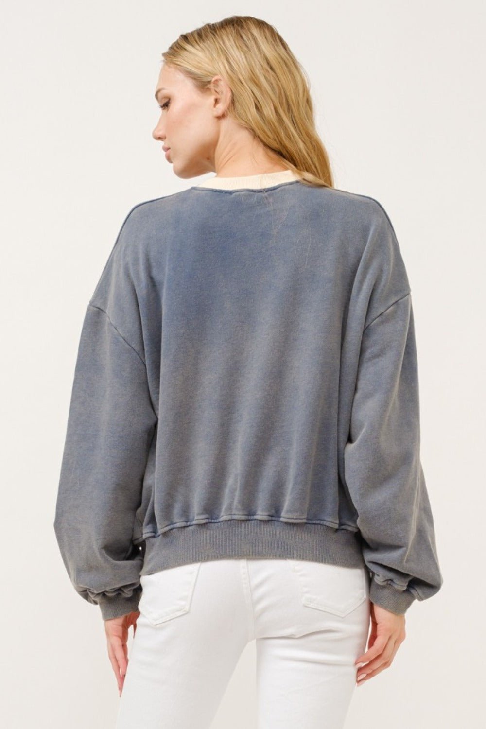 And the Why - Beverly Hills Graphic Cropped Sweatshirt in Stone