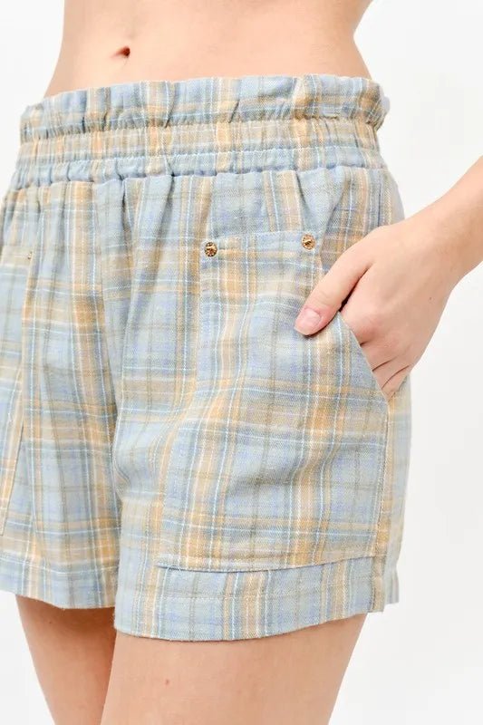 And the Why - Blue & Tan Plaid Lounge Shorts