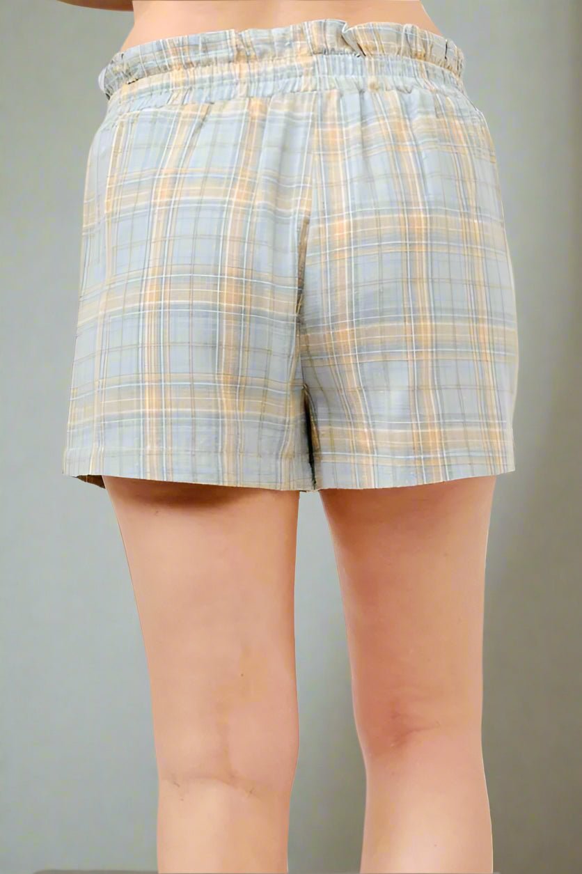 And the Why - Blue & Tan Plaid Lounge Shorts