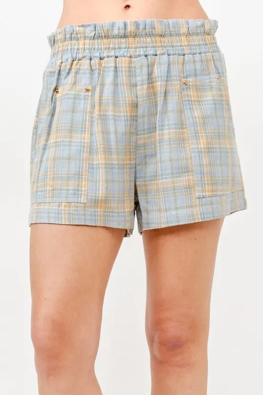 And the Why - Blue & Tan Plaid Lounge Shorts