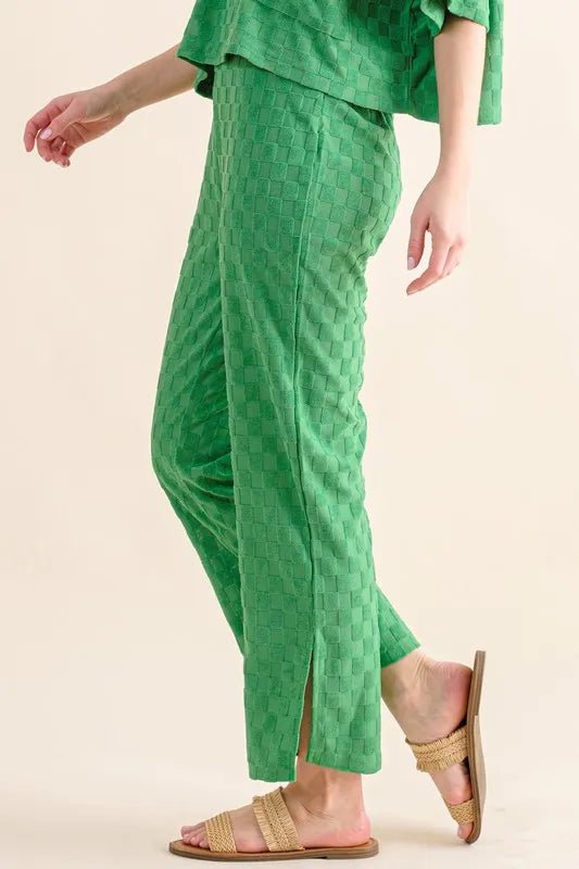 And the Why - Checkered Textured Pants – Kelly Green