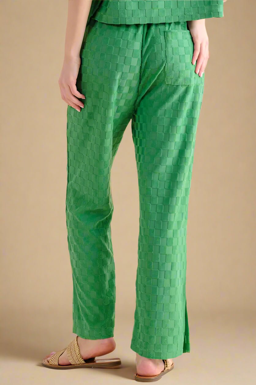And the Why - Checkered Textured Pants – Kelly Green