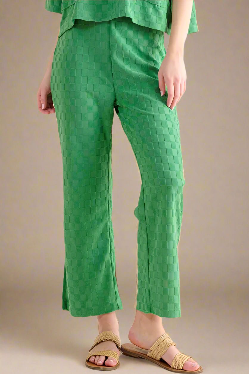 And the Why - Checkered Textured Pants – Kelly Green