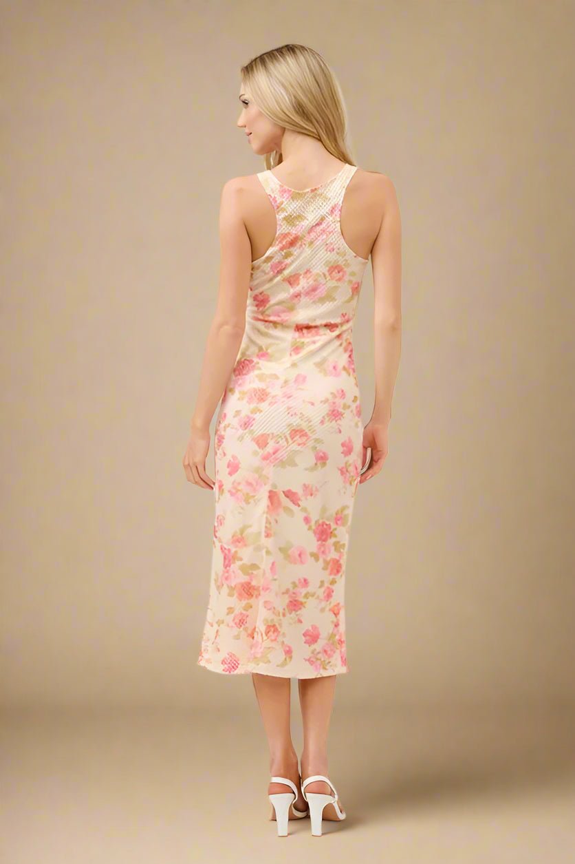 And the Why - Floral Mesh Sleeveless Midi Dress – Cream Rose